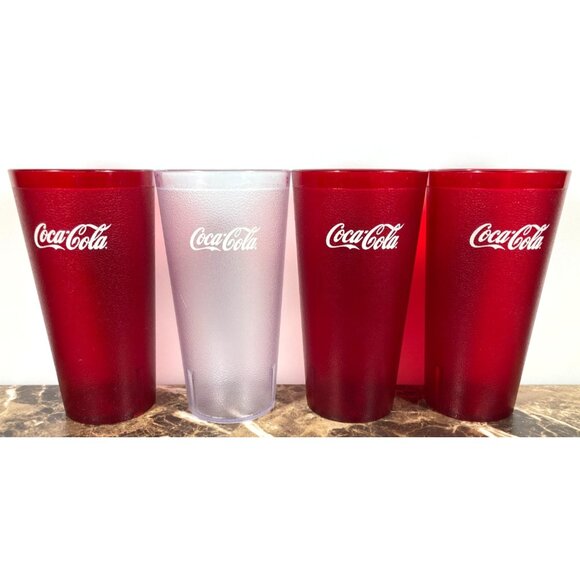 Coca Cola Other - Coca-Cola Red Clear Plastic Restaurant Soda Tumbler Cup Lot 4 Vintage Pizza-Hut